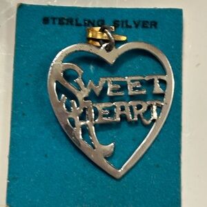 💕 Vintage Sterling Silver Heart Charm/Pendant “Sweet Heart”